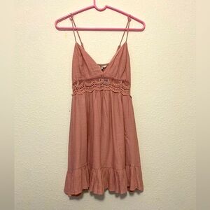 NWT Pink V-Neck Ruffled Crochet Mini Dress from Love Tree